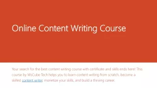 Online Content Writing Course in India