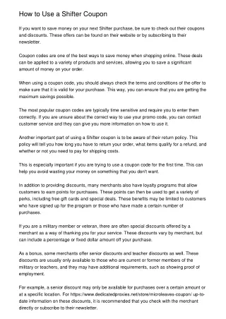 How to Use a Shifter Coupon