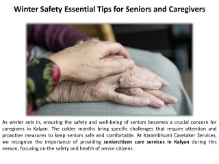 Tips for Winter Safety for Seniors and Caregivers