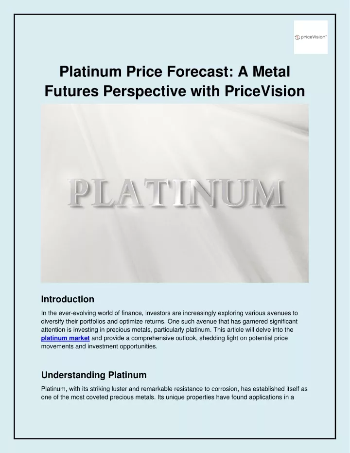 platinum price forecast a metal futures