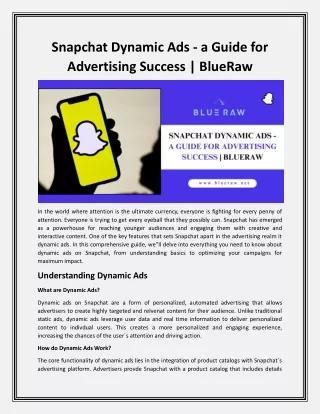 Snapchat Dynamic Ads - a Guide for Advertising Success | BlueRaw