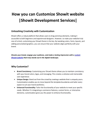 How you can Customize Showit website |Showit Development Services|