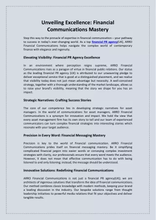 unveiling excellence financial communications