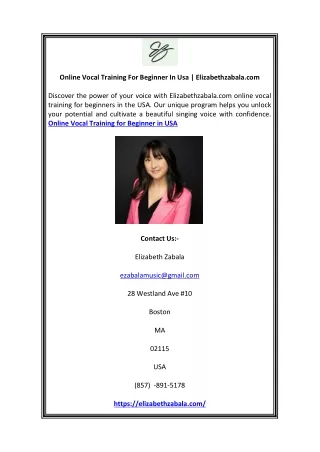 Online Vocal Training For Beginner In Usa | Elizabethzabala.com