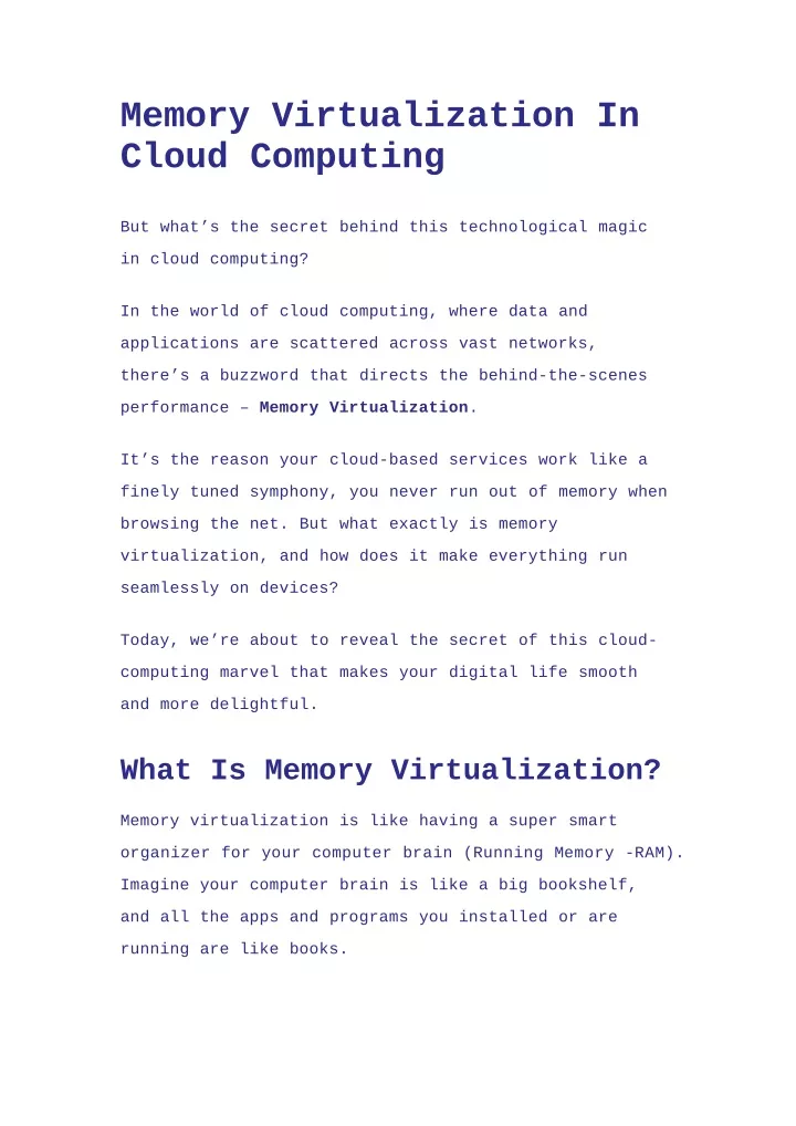 memory virtualization in cloud computing