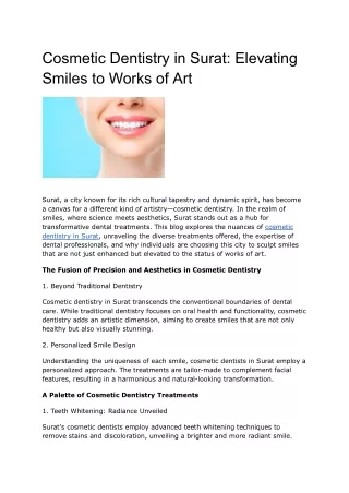 Cosmetic Dentistry in Surat_ Elevating Smiles to Works of Art
