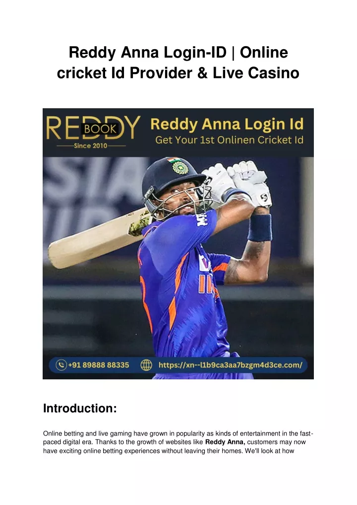 reddy anna login id online cricket id provider