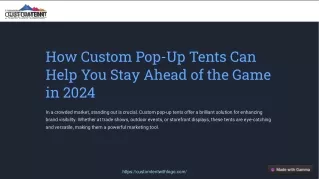 The Benefits Of Custom Pop-Up Tents For Event Success