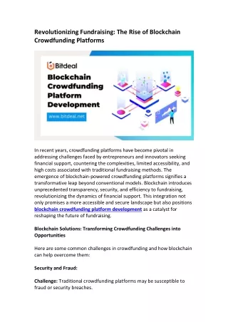 Blockchain Crowdfunding Platform