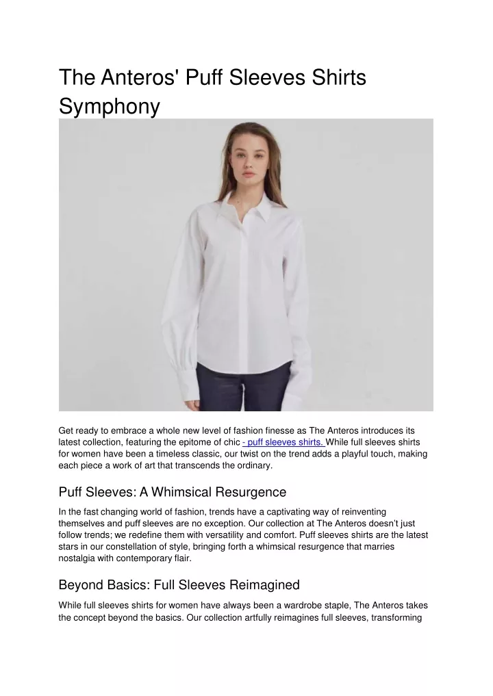 the anteros puff sleeves shirts symphony