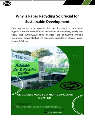 Why is Paper Recycling So Crucial for Sustainable Development