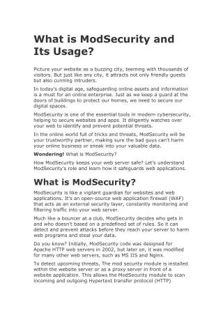 what is modsecurity and its usage