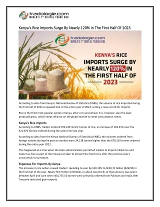 10-Kenya's Rice Imports Surge By Nearly 120% In The First Half Of 2023