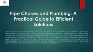 Pipe Chokes and Plumbing A Practical Guide to Efficient Solutions