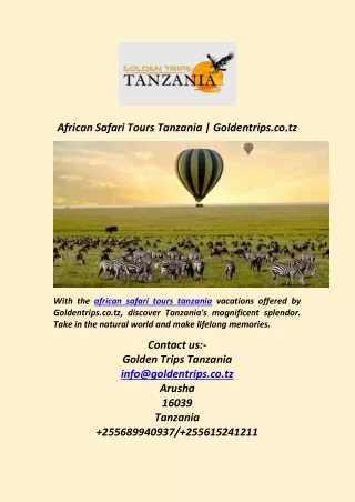 african safari tours tanzania