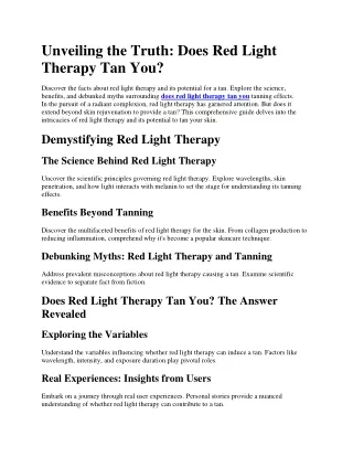 does red light therapy tan you