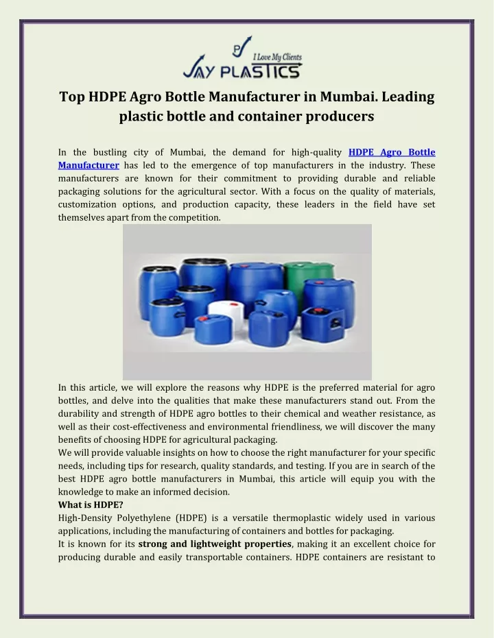 top hdpe agro bottle manufacturer in mumbai