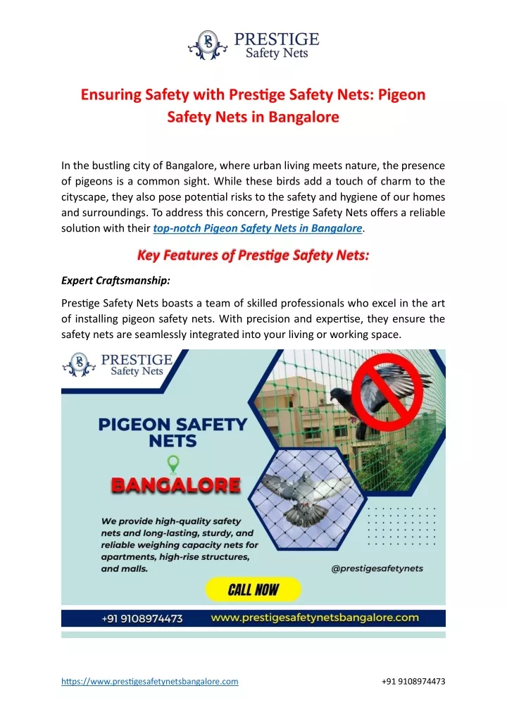 ensuring safety with prestige safety nets pigeon