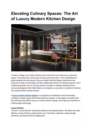 Elevating Culinary Spaces: The Art of Luxury Modern Kitchen Design