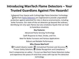 Introducing Mantech Flame Detectors.