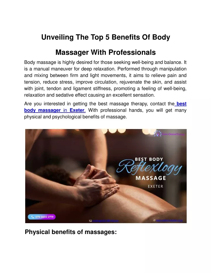 unveiling the top 5 benefits of body massager