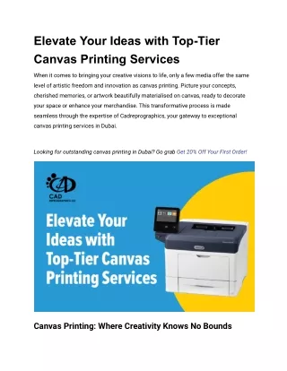 Elevate Your Ideas with Top-Tier Canvas Printing Services