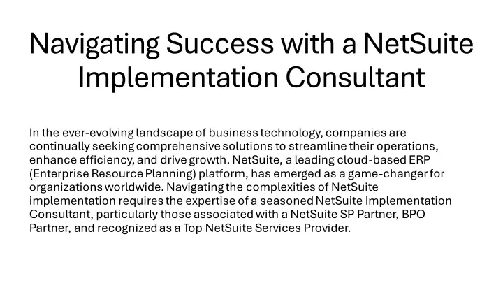 navigating success with a netsuite implementation