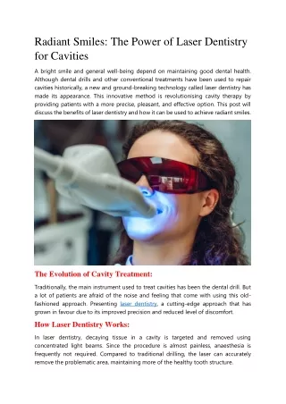 Radiant Smiles: The Power of Laser Dentistry for Cavities
