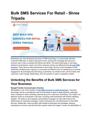 bulk sms services for retail shree tripada