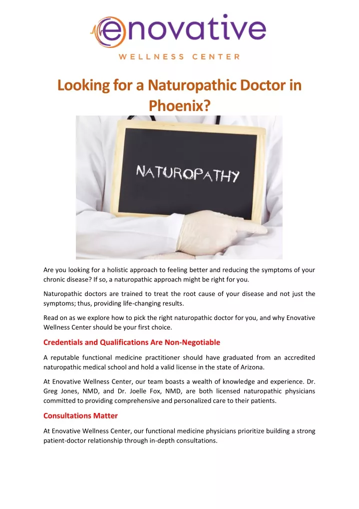 looking for a naturopathic doctor in phoenix