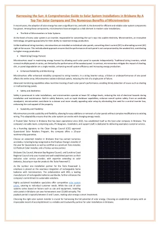 Harnessing the Sun A Comprehensive Guide to Solar System Installations in Brisbane By A Top Tier Solar Company and The N