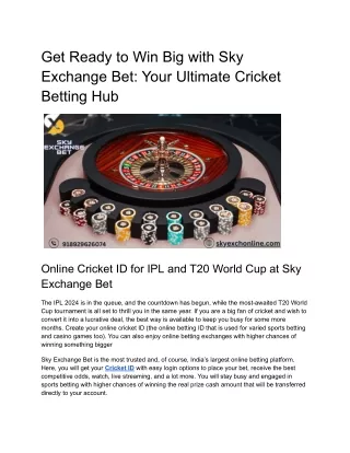 Get Ready to Win Big with Sky Exchange Bet_ Your Ultimate Cricket Betting Hub