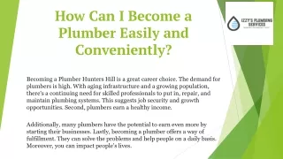 How Can I Become a Plumber Easily and Conveniently