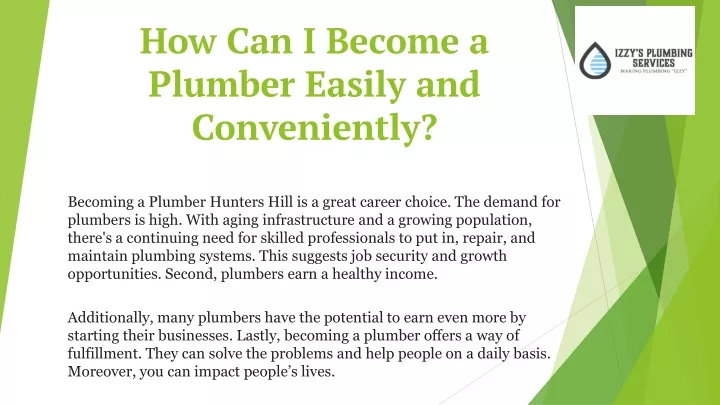 how can i become a plumber easily and conveniently
