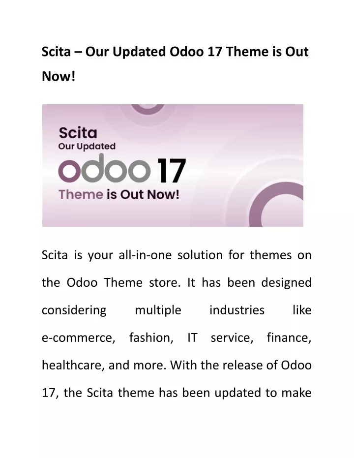 scita our updated odoo 17 theme is out
