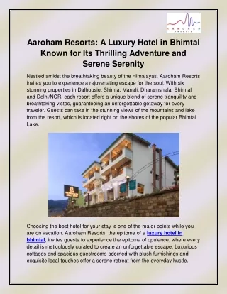 Luxury hotel in Bhimtal