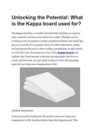 Unlocking the Potential- What is the Kappa board used for.docx
