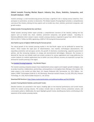 global isostatic pressing market report industry
