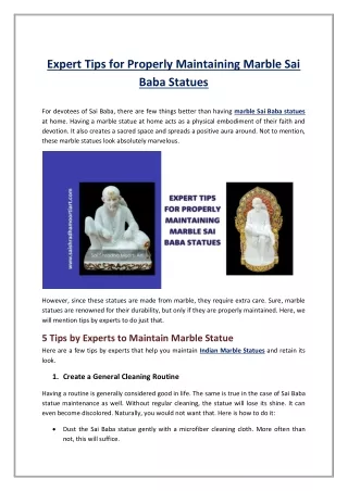 Expert Tips for Properly Maintaining Marble Sai Baba Statues