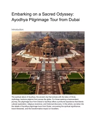Embarking on a Sacred Odyssey_ Ayodhya Pilgrimage Tour from Dubai