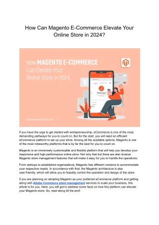 How Magento Ecommerce Can Elevate Your Online Store in 2024