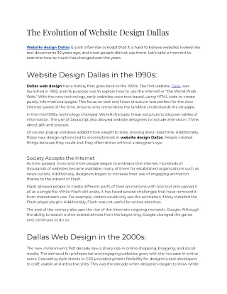 The Evolution of Website Design Dallas