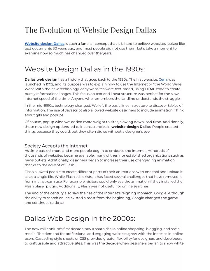 the evolution of website design dallas