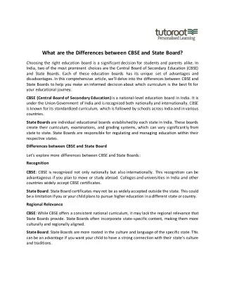 what are the differences between cbse and state