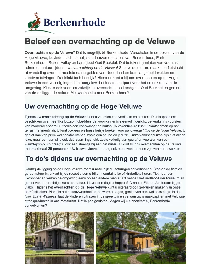 beleef een overnachting op de veluwe