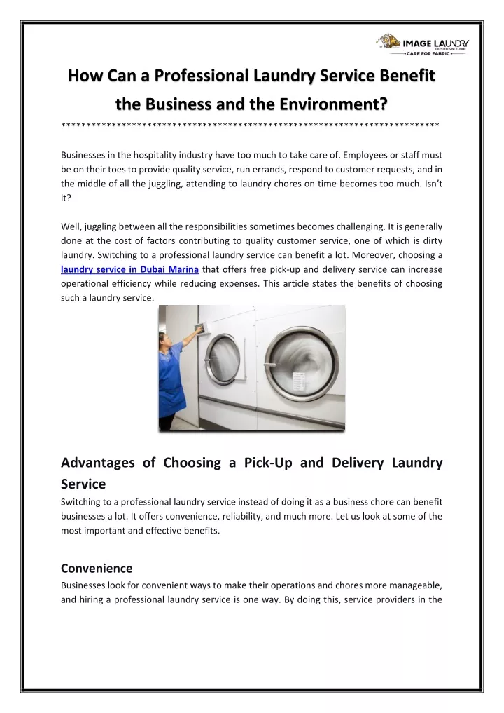 how can a professional laundry service benefit