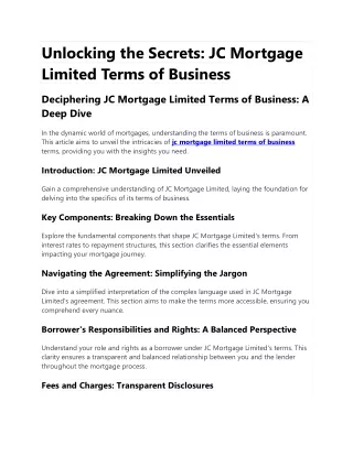 jc mortgage limited terms of business