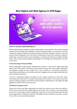 Best Digital and Web Agency in GTB Nagar