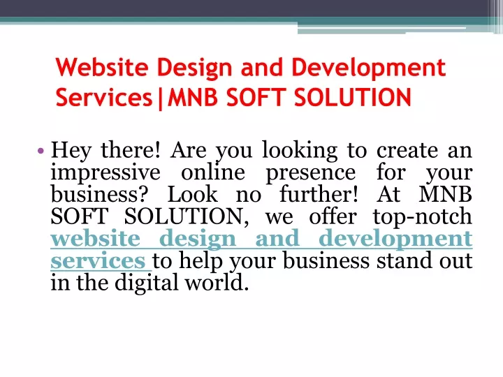 website design and development services mnb soft solution