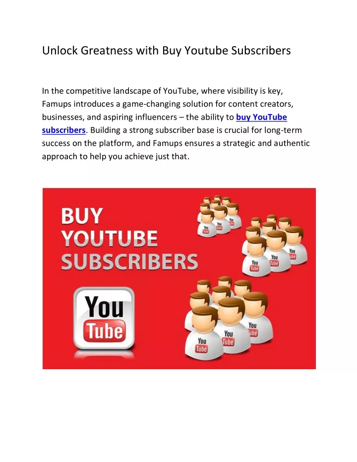 PPT - Unlock Greatness With Buy Youtube Subscribers PowerPoint ...